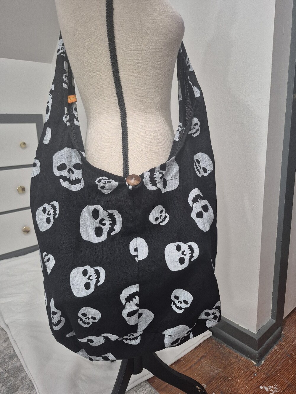 Ben Thai Products Skull Cotton Crossbody Hobo Bag